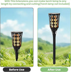 8 Sets Flame Lamp Extension Kit for Solar Torches, Ground Stakes and Joint Connectors to Elevate Outdoor Lighting, Black Adapters for Garden, Backyard & Landscape Decor