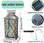 Solar Outdoor Lantern, Garden Hanging Waterproof Lanterns PVC Upgrade 3 LED Flickering Flameless Candle Decorative for Garden Women Mom Grandma Halloween Gifts (Grid Candle)