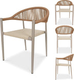 TWT Patio Dining Chairs Outdoor Stackable Dining Chairs for All Weather, Breathable Textilene Garden Outdoor Furniture for Backyard Deck (Brown, Set of 4)