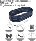 Raised Garden Beds Outdoor Galvanized Planter Raised Garden Bed 4x2x1ft Flower Garden Bed