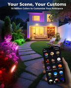 T-SUN Christmas LED Flood Light, 30W RGBCW Dimmable Outdoor Smart Lights, Color Changing LED Light with Remote & APP Control Waterproof Up Lights, Music Sync Stage Spot Light for House, Party (4 Pack)
