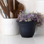 The HC Companies Sierra Round Self-Watering Pot - Lightweight Plastic Planter for Herbs & More - Durable Plant Pots for Indoor Plants & Outdoor Plants (16” Black Onyx, Pack of 1)