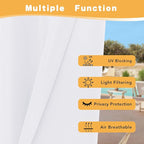 HolidayIdeas White Outdoor Curtains for Patio Waterproof, 4 Panels - 54 x 95 Inch - Privacy Protection & Light Filtering Curtains Grommet Outside Curtains for Porch, Gazebo, Pergola, Backyard