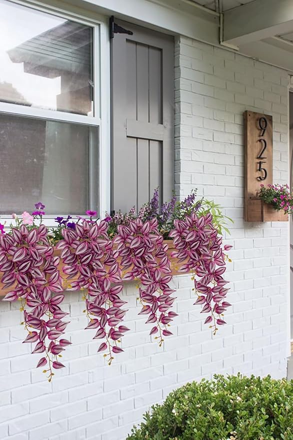 Artificial Hanging Plants Wandering Jew, 26-Inch 2-Pack