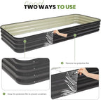 5-in-1 Adjustable Raised Garden Bed Kit | Galvanized Planter Boxes for Vegetables, Flowers | 12" Tall, Multiple Sizes (8x3x1ft, 9x2x1ft, 10x1x1ft, 6x5x1ft, 7x4x1ft) | Outdoor Metal Raised Bed, Grey
