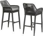 PURPLE LEAF Outdoor 29" Bar Stools Set of 2, Boho Patio Bar Height Chair with Cushion and Back for Outdoor and Indoor, Garden, Patio, Grey