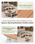 Outdoor Patio Sectional Modular Sofa, Aluminum 1 Piece Curved Patio Couch with Washable Cushions, All Weather PE Rope Sofa for Backyard,Porch, Deck, Poolsid, White