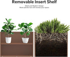 Rectangular Planter Box with Removable Insert Shelf - 32x12x24 Inches Large Size Planters for Patio, Yard, Terracotta