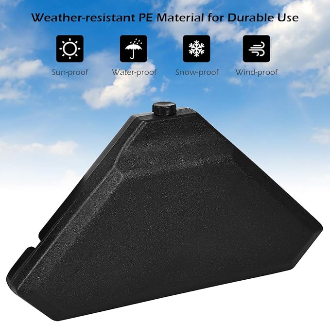 Tangkula 4PCS Cantilever Offset Patio Umbrella Base Weight Stand, 195lbs Triangle Shaped Sand Water Filled Weight Outdoor Umbrella Base Plate w/Easy-Fill Spouts, Funnel, Concave Handles