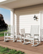 GarveeLife Outdoor Side Table 2-Tier, 18 in HDPE All Weather Resistant Patio Side Tables for Outside, End Table for Patio Pool Deck Indoor Backyard, White