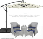 Best Choice Products 10ft Solar LED Offset Cantilever Hanging Market Patio Umbrella, 8 Sturdy Ribs, Easy Adjustment - Ivory