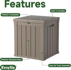EasyUp 50 Gallon Outdoor Storage Box, Resin Waterproof UV-Resistant Deck Box, Reinforced Stability for Patio, Garden, and Poolside, Striped Gray