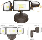 Onforu 75W Flood Lights Outdoor, 7000LM Brightness Security Lights Switch Controlled, 3 Adjustable Heads, IP65 Waterproof, 6500K Wall Mount Exterior LED Flood Light