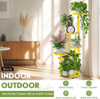TOSKING 5 Tier Metal Plant Stand Indoor， Plant Shelf, Corner Shelf Flower Pot Stand for Outdoor Plant Stand for Living Room Balcony Garden Patio Bedroom (yellow, 38in)