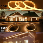 AC 110V COB LED Strip Lights Outdoor Waterproof 65.6ft, 2700K Warm White Super Bright 200W CRI 90+ LED Rope Light, IP65 Flexible Cuttable, for Bedroom Garden Commercial House