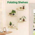 Rotating Window Shelves for Multiple Plants Indoor,4-tier Metal Corner golden Plant Stand Holder Floating Hanger Shelf for Wall，Windows Sill Gifts for Planter Lover to Enhance Home Decor