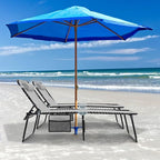 GYMAX Lounge Chairs for Outside, Extra High Folding Beach Tanning Lounger with Adjustable Backrest, Footrest & Removable Pillow, Sunbathing Lounge for Patio, Poolside (1, Grey with Pocket)