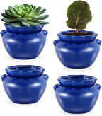 4 Sets African Violet Pots 4 Inch Self Watering Pot for Indoor Ceramic Self Watering Planter for Flower Lovers Ideal Plant Pot Thriving Flower Maintenance