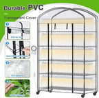 Abimars 5-Tier Greenhouse with Grow Light, Shelf Height Adjustable Metal Plant Shelf with PVC Cover and Wheels, Includes 5-Pack 2900K Full Spectrum Plant Lights, 21x60x80inch