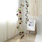 Artificial Plants Greenery: 2 Burgundy Silk Rose Vines, 73 Inches