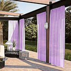 SpaceDresser Waterproof Outdoor Sheer Curtains for Patio - 2 Panels Rod Pocket Indoor Voile Sheer Curtain for Living Room,52W x 96L inch, Lavender