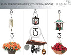 RTZEN Plant Hangers Indoor or Outdoor - Wrought Iron Metal Hanger Indoor Hook - Heavy Duty Wall Bracket Hooks for Hanging Plants Baskets Lanterns Wind Chimes - 2 Pack (Large Black Ceiling Hooks)