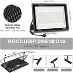 2 Pack 500W LED Flood Light Outdoor,2750W Equivalent Super Bright FloodLight with Plug,58600LM 5000K Daylight White IP66 Waterproof Commercial Lighting for Sports Fields,Counts,Arena,Stadium