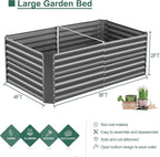 Land Guard 2 Pack 8×4×2ft Galvanized Raised Garden Bed Kit, Galvanized Planter Raised Garden Boxes Outdoor, Large Metal Raised Garden Beds for Vegetables (Gray)