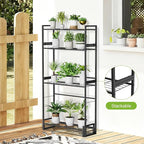 Plant Stand, 4 Tier Stackable Tiered Plant Stand, Scalable Heavy Duty Tall Plant Shelf for Indoor Outdoor, Garden, Display Shelves, Flower Pot Holder, Black