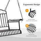VINGLI Upgraded Metal Patio Porch Swing, 660 LBS Weight Capacity Steel Porch Swing Chair for Outdoors, Heavy Duty Swing Chair Bench for Gardens & Yards (Pattern 6)