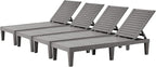 Outdoor Lounge Chaise, Adjustable Pool Lounge Chairs with 5 Positions Backrest, Waterproof Sun Loungers for Garden Pool Beach Patio Deck Sunbathing Set of 4
