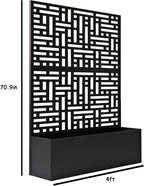 Oakland Living 6 ft. X 4 ft. Black Freestanding Metal Privacy Screen Room Divider with Flower Box