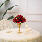 Artificial Flowers Crimson Faux Silk Rose Ball Centerpiece, Zip Ties Included