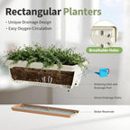 Window Box Planter, 6 Pack Plastic Vegetable Flower Window Planters Boxes 16 Inches Rectangular Flower Pots with Drainage Holes and Saucers (Mixcolor)