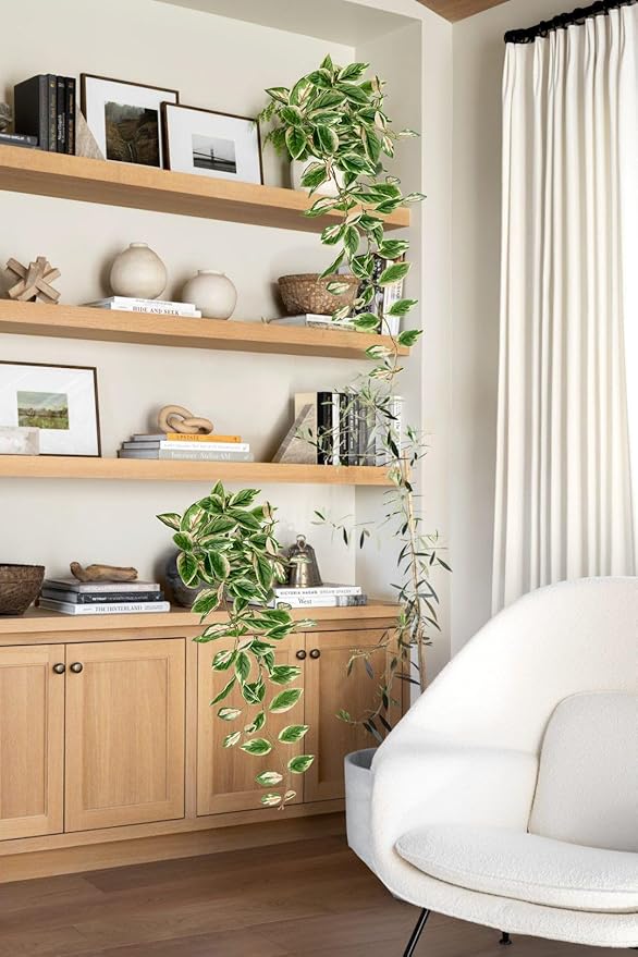 Artificial Peperomia Hanging Plants, 2 Pack, 26-Inch PVC Faux Greenery