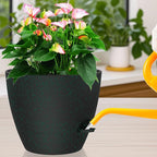 12 Inch Large Self Watering Pots, Flower Pots with Multi-Mesh Drainage Holes and Saucer, Planters for Indoor and Outdoor Garden Plants (Black with Green Speckles)