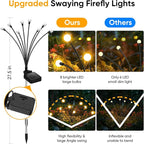 Outdoor Solar Garden Lights: 4 Pack 32 LED Firefly Solar Powered Lamps - Bright Outside Waterproof Pathway Lighting Modern Yard Patio Decorations - 2025 Gardening Gifts for Women Mom Friends