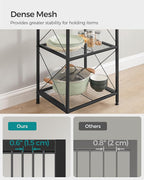 SONGMICS 5-Tier Metal Storage Rack, Shelving Unit with X Side Frames, Dense Mesh, 12.6 x 15.7 x 57.3 Inches, for Entryway, Kitchen, Living Room, Bathroom, Industrial Style, Ink Black UBSC145B01