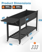 YEFU Raised Garden Bed with Legs: 57x18x30in Weight Capacity 400lb - Waterproof Raised Planter Box with Wheels - Elevated Garden Bed with Storage Shelf - Weather Resistant - for Deck/Patio/Porch/Black
