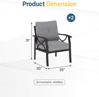 RoyalCraft Outdoor Patio Furniture Set, 3 Pieces Metal Patio Conversation Set with Side Table for Porch Garden Backyard, Grey