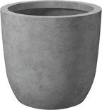 Kante 13.4" Dia Round Concrete Planter, Large Outdoor Modern Indoor Decorative Plant Pots with Drainage Hole and Rubber Plug for Home and Garden, Natural Concrete