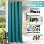 NICETOWN Peacock Teal Outdoor Curtain for Patio Waterproof, Rustproof Grommet Thermal Insulated Privacy Shade for Balcony/Porch, Weatherproof Curtain for All Season, W52 x L72, 1 Panel