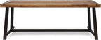 Great Deal Furniture Beau Outdoor Eight Seater Wooden Dining Table, Teak and Rustic Metal Finish