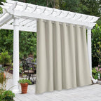 NICETOWN Outdoor Curtains for Patio W100 x L95 inch 2 Pieces, Sun Blocking Screen Shades 100% Privacy for Porch, Pergola, Lanai, Outside Deck, Weatherproof Blinds for All Season, Natural