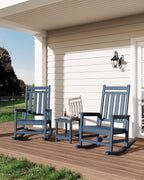 GarveeLife Poly Lumber Rocking Chair Outdoor - HDPE High Back Porch Rocker Chairs for Adults - All Weather Resistant Furniture for Patio - Navy Blue