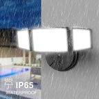 Onforu 2 Pack 75W Flood Lights Outdoor, 7000LM LED Flood Lighting Outdoor Switch Controlled, IP65 Waterproof Exterior Floodlight Fixture with 3 Adjustable Heads, 6500K Security Light for Garage Yard