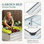 DUMOS Raised Garden Bed Outdoor, 6x3x2ft Planter Box Outdoor for Deep-Rooted Herbs/Flowers/Vegetables, Large Metal Garden Bed for Patio, Balcony and Backyard, Silver