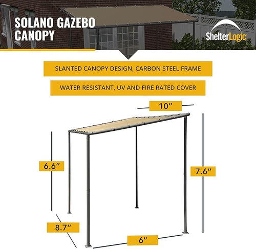 10' x 6' Solano Gazebo Canopy Charcoal Carbon Steel Frame – 10'x6