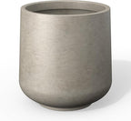 Kante 15.3" Dia Round Concrete Planter, Outdoor Indoor Large Plant Pots Containers with Drainage Hole and Rubber Plug for Home Garden Patio, Weathered Concrete