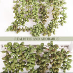 Floweroyal Artificial Succulents Hanging Plants 12.2'' Fake String of Pearls in Pot with 8.3'' Lanyard for Indoor Outdoor Wall Decor.